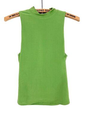 Song of Style Womens Green Sleeveless Mock Neck Tank Top Small